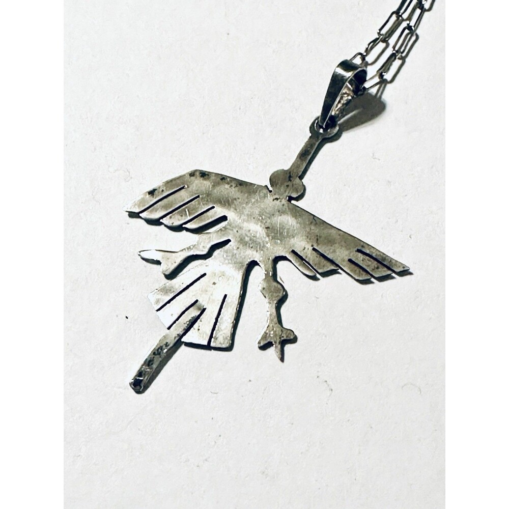 Peruvian Sterling Silver Nazca Lines Condor Pendant + Unique Chain Necklace